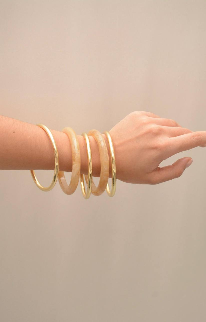 SET BRAZALETES LISOS BEIGE
