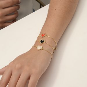 PULSERA CORAZÓN BORDE BRILLO