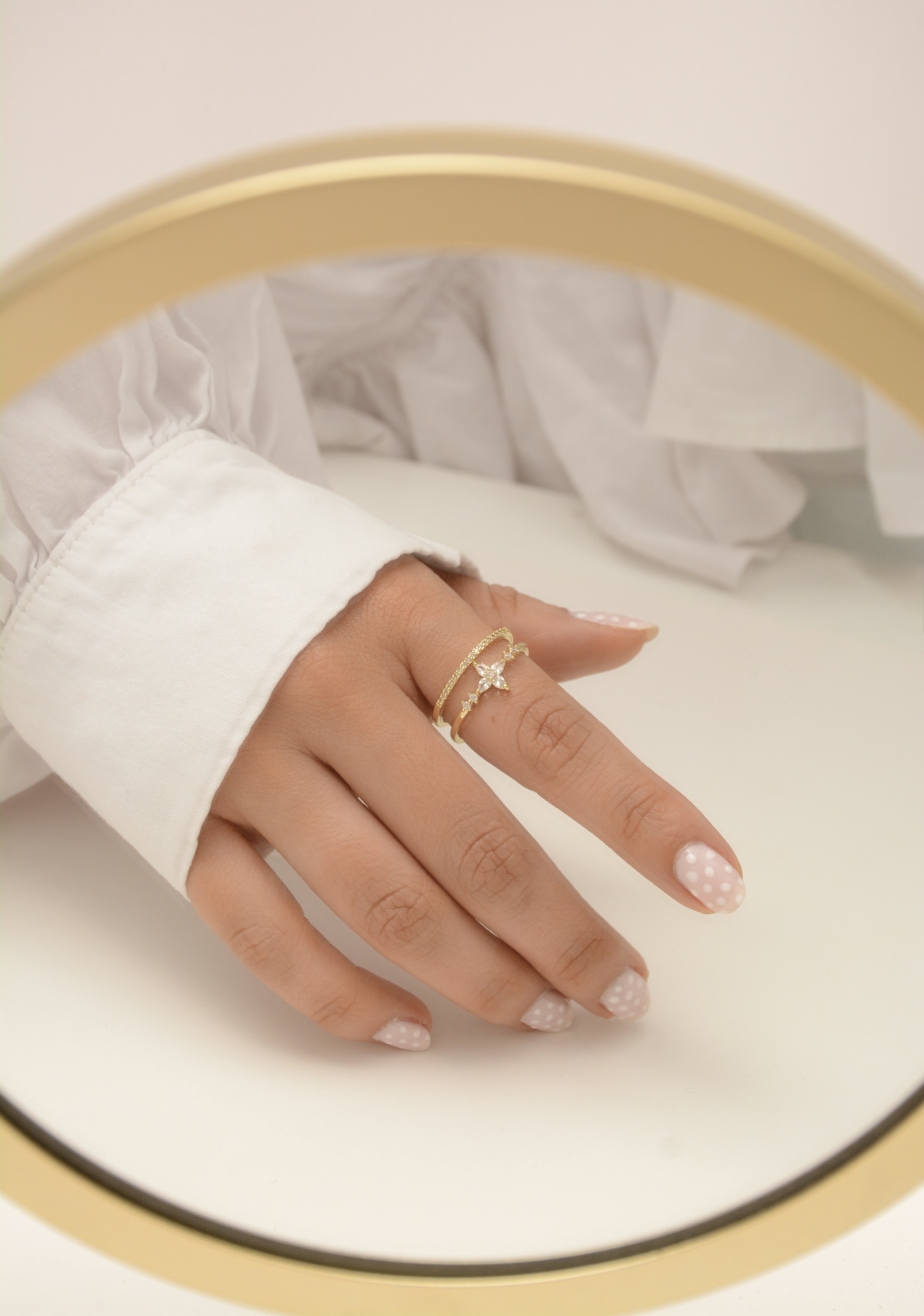 ANILLO DOBLE LÍNEA CON FLOR