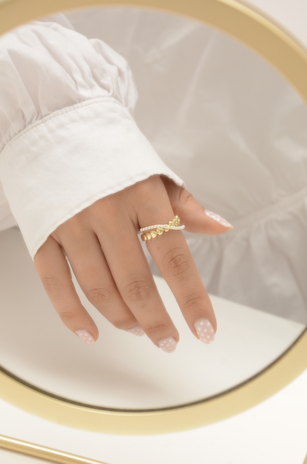 ANILLO CORAZÓN Y PERLAS