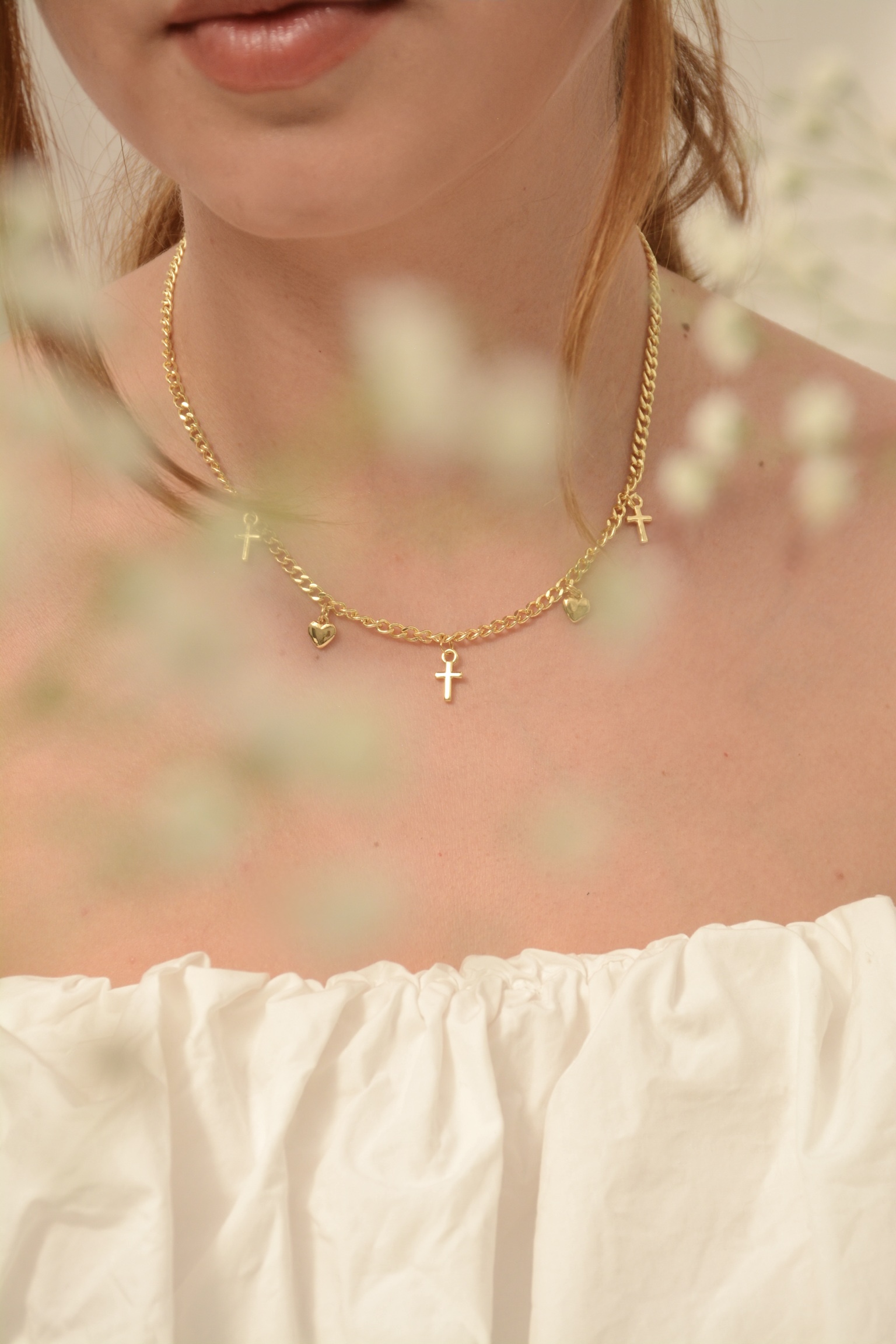 CADENA CRUZ Y CORAZÓN