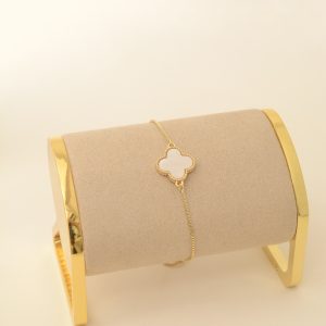 PULSERA TRÉBOL BLANCO