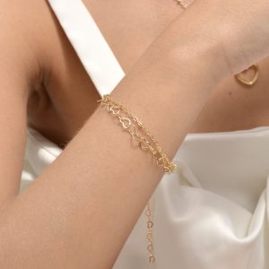 PULSERA DOBLE CORAZÓN Y BALINES