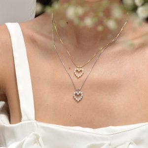 CADENA CORAZÓN PERLAS