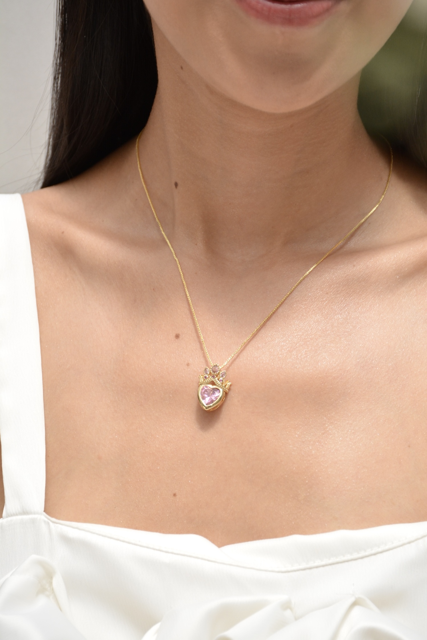 CADENA CORAZÓN PRINCESA ROSA