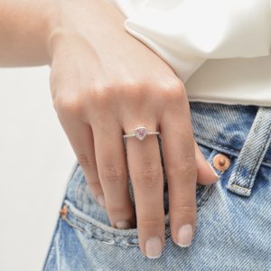 ANILLO CORAZÓN ROSA SILVER