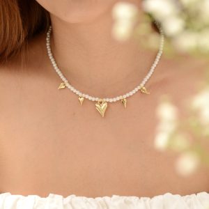 CADENA PERLAS Y CORAZONES