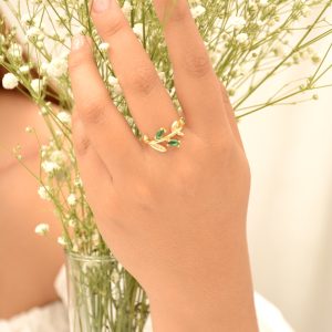 ANILLO RAMAS VERDES Y BLANCAS