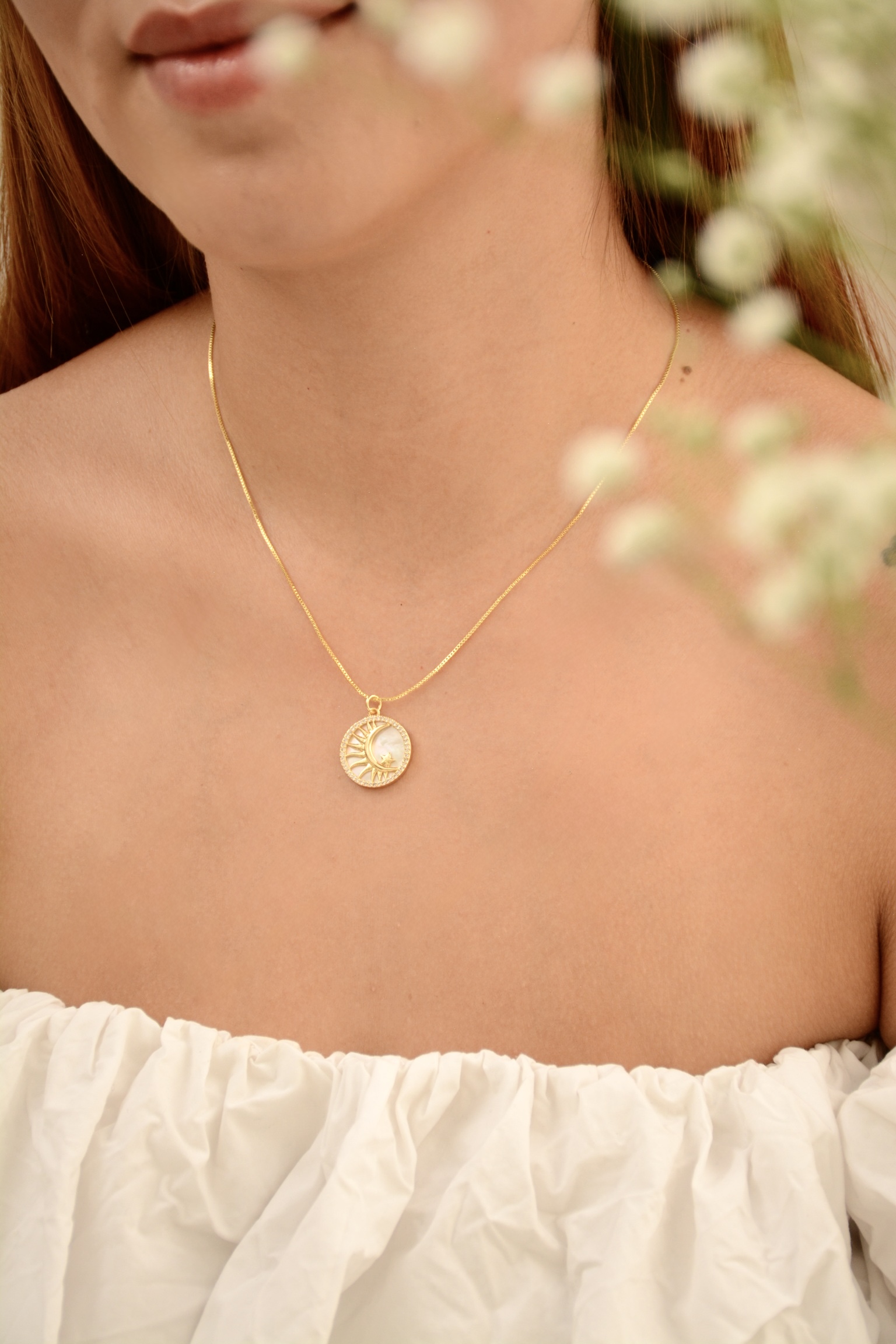 CADENA LUNA Y ESTRELLA BLANCA