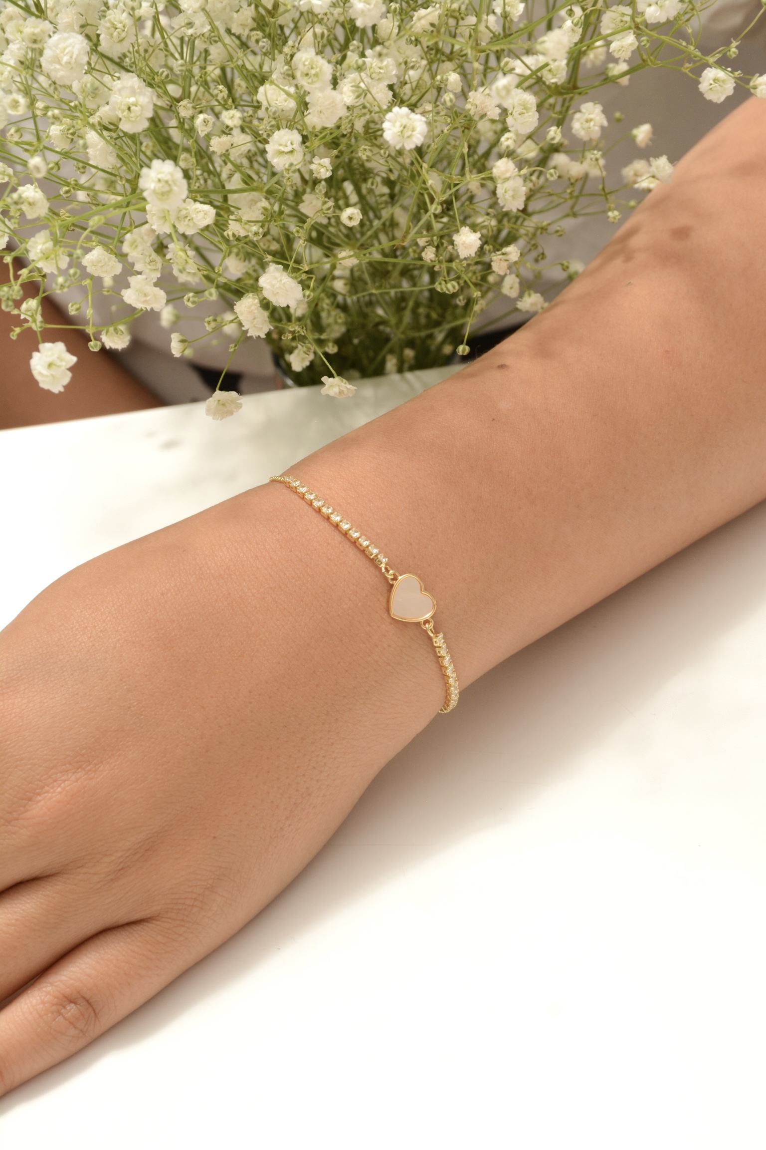 PULSERA CORAZÓN BRILLOS