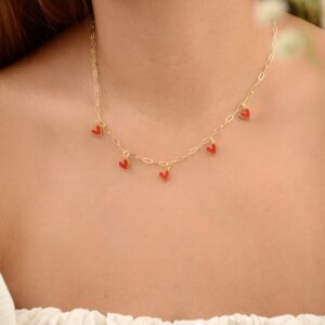 CADENA CORAZONES ROJOS