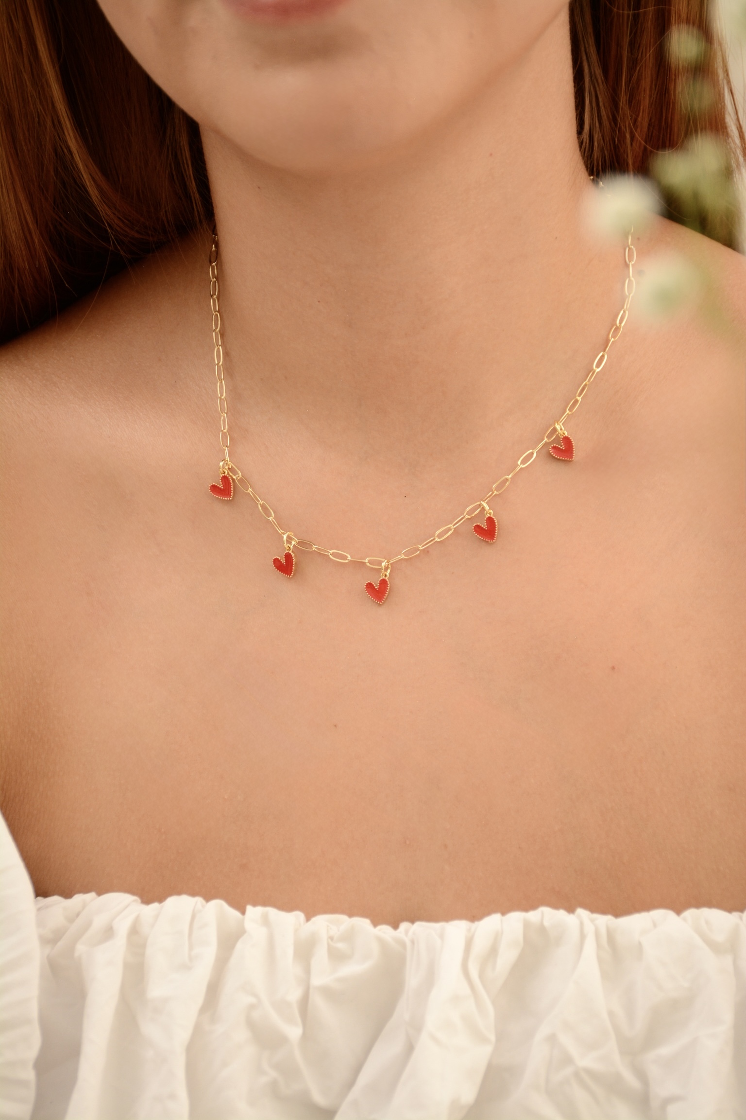 CADENA CORAZONES ROJOS