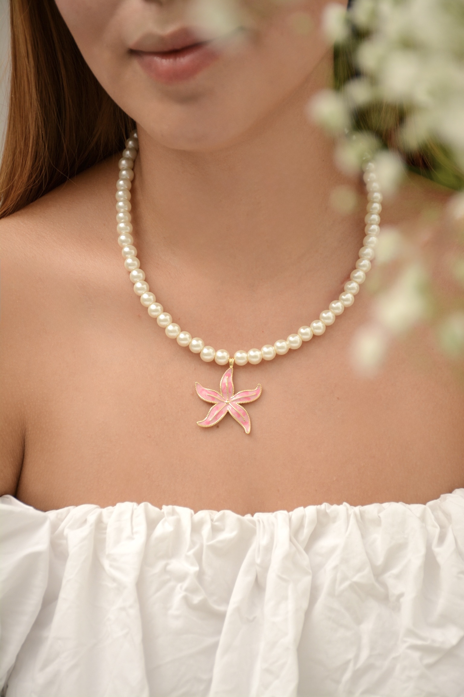 CADENA PERLAS Y FLOR