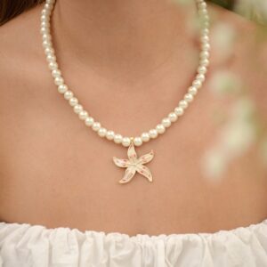 CADENA PERLAS Y FLOR