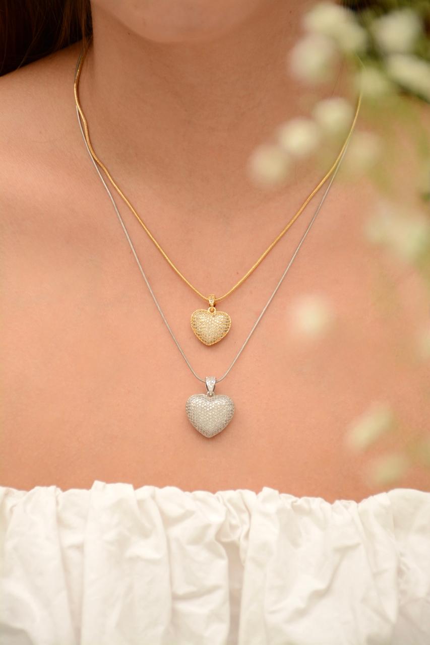 CADENA CORAZÓN BRILLO CHUNKY